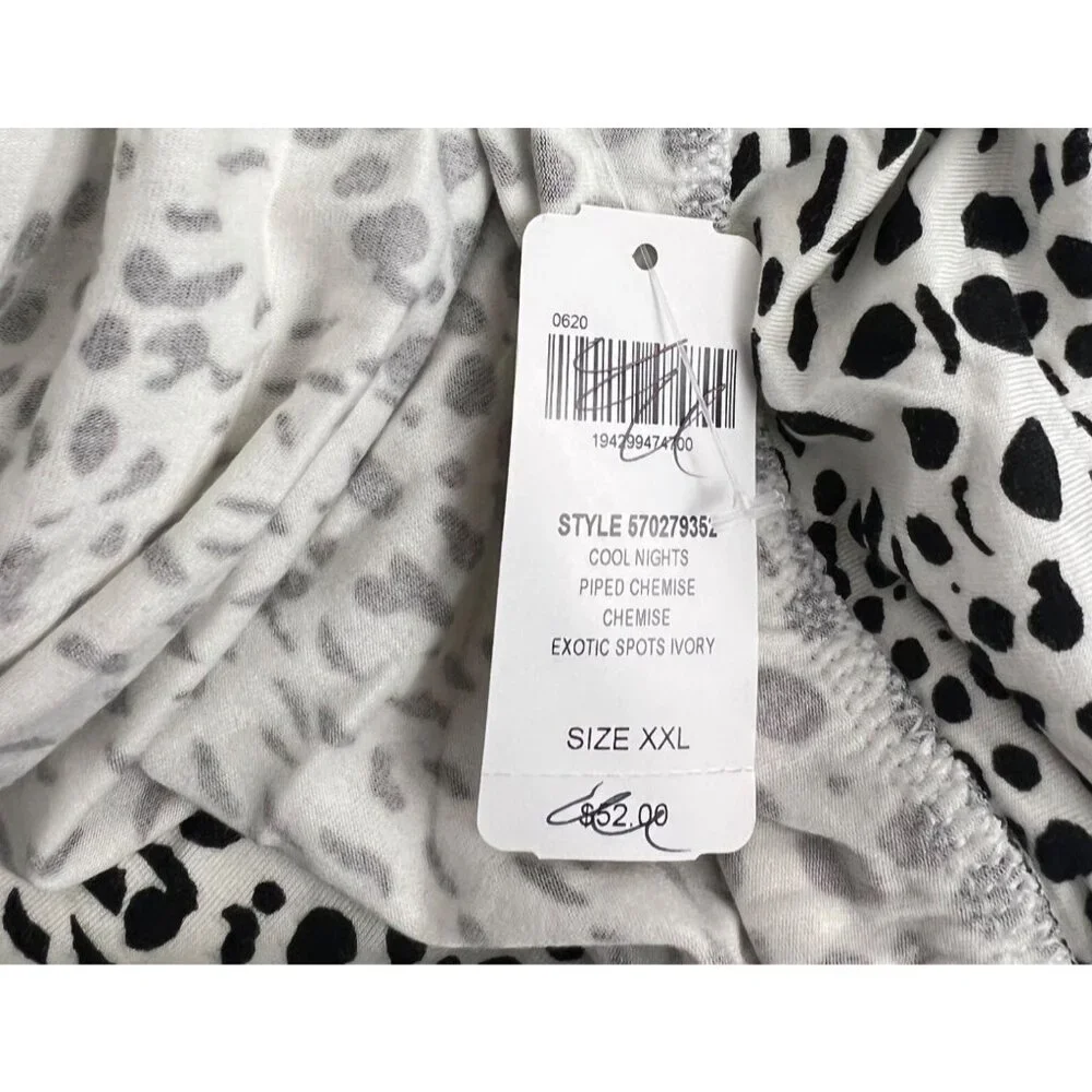 Soma Cool Nights‎ Chemise Exotic Spots Ivory Black Nightgown Size XXL